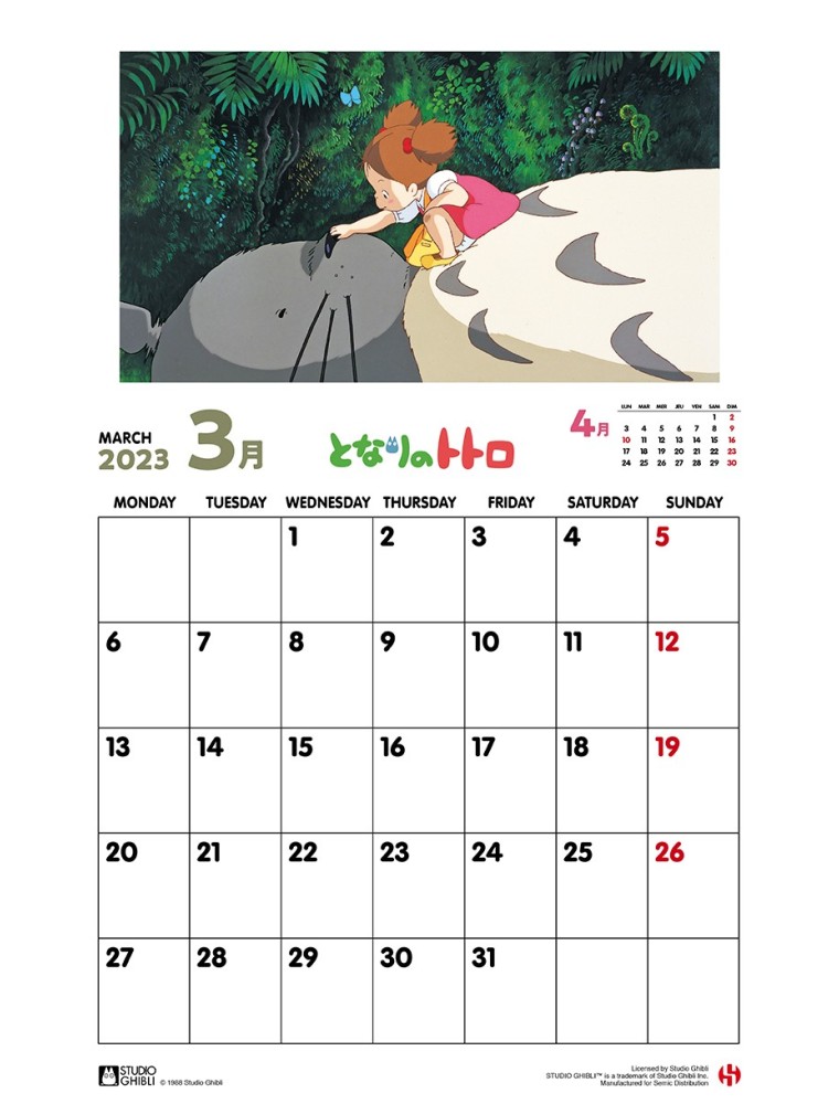 TOTORO 2023 CALENDAR CALENDARIO SEMIC