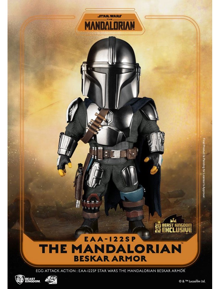 Star Wars The Mandalorian Uova Attack Action Action Figura The Mandalorian Beskar Armor 17 Cm Beast Kingdom Toys