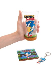 Sonic The Hedgehog Portachiavi, Glass E Sottobicchiere Set Classic Fizz Creations