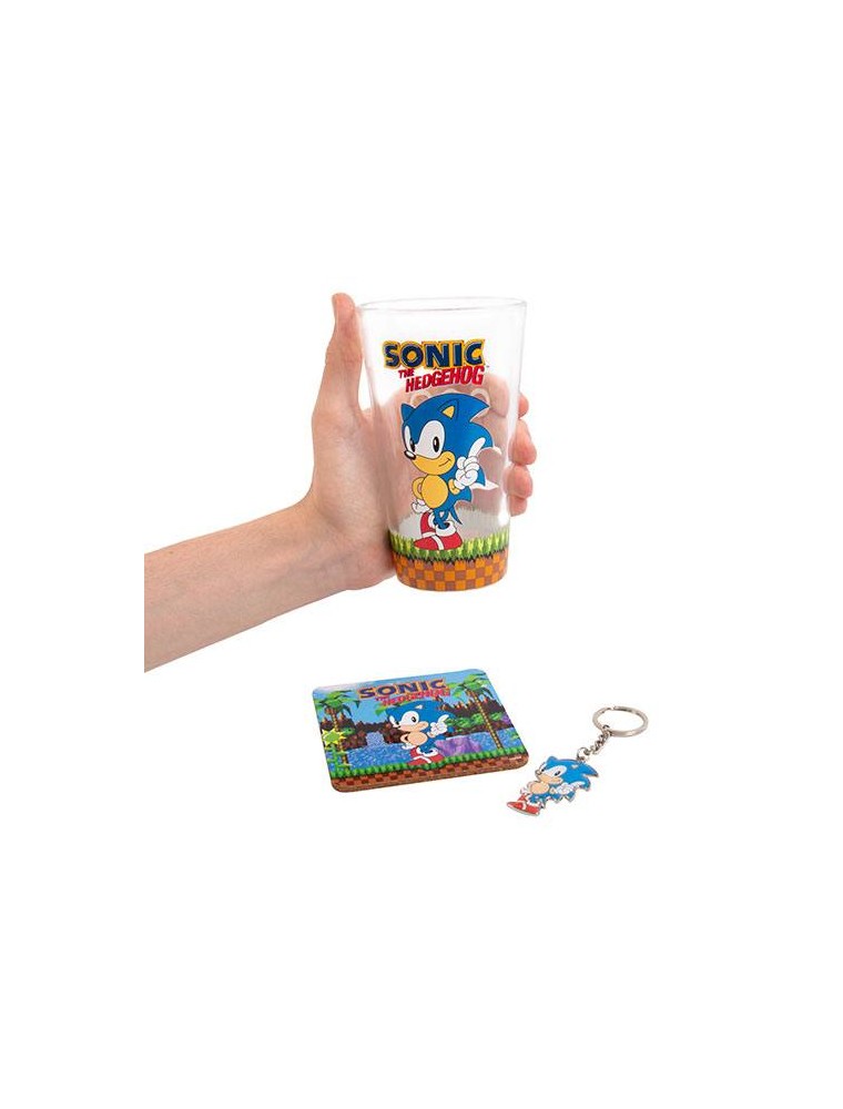 Sonic The Hedgehog Portachiavi, Glass E Sottobicchiere Set Classic Fizz Creations