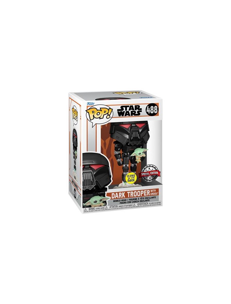 Star Wars - The Mandalorian - Pop Funko Vinile Figura 488 Dark Trooper W/ The Bambino (gw) 9cm Comicon 22 Excl Funko Figures