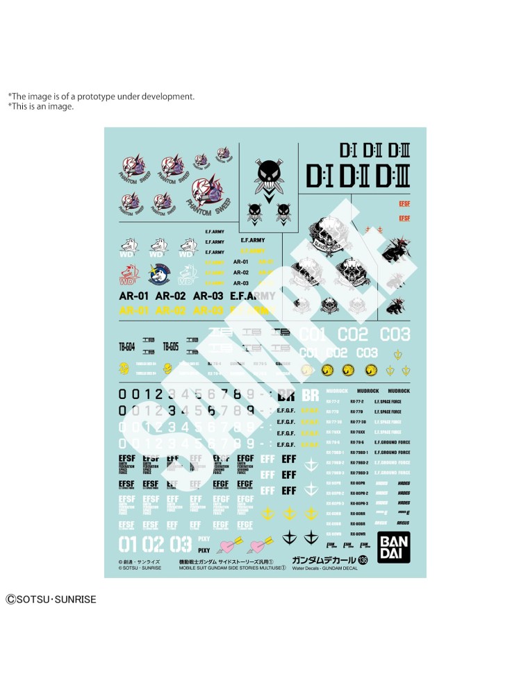 GUNDAM MODEL KIT DECAL 136 GUNDAM SIDE ST MULTI 1 BANDAI