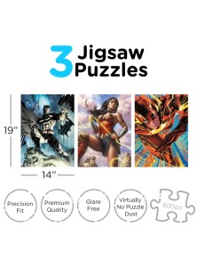 Dc Comics Heroes 500 Pezzi Puzzle Set (3) Puzzle Aquarius Ent