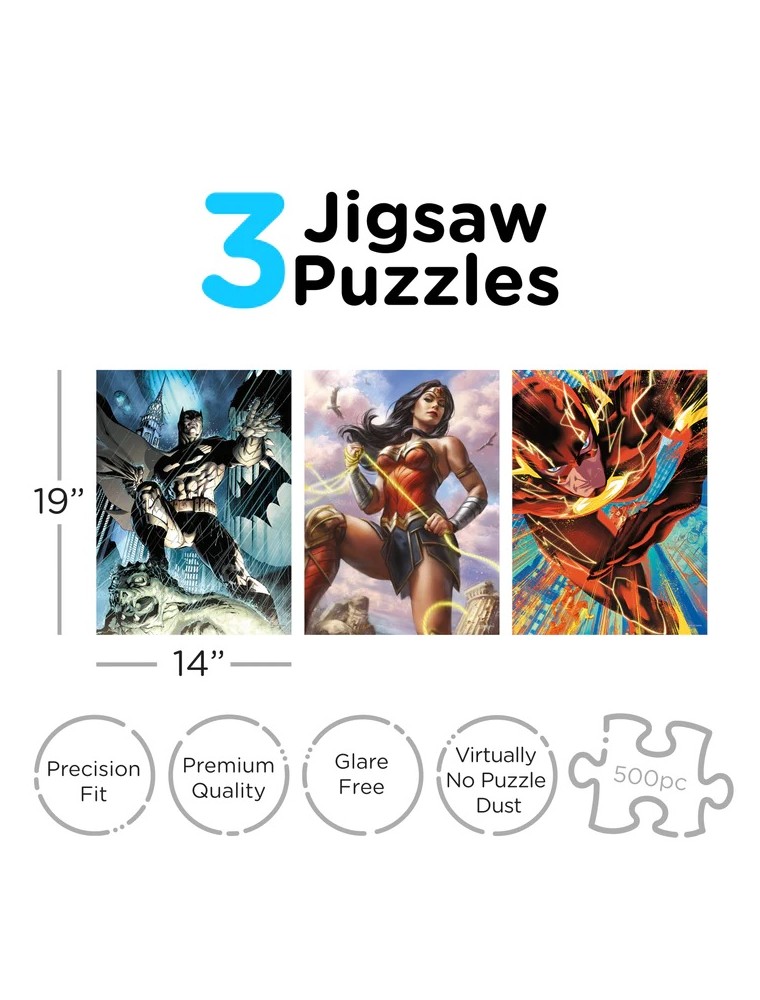 Dc Comics Heroes 500 Pezzi Puzzle Set (3) Puzzle Aquarius Ent