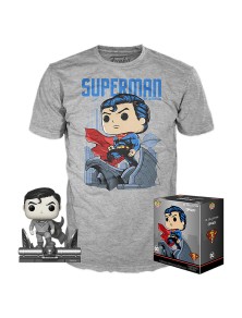 Set Figura Pop & Tee Dc Comics Jim Lee Superman Tg S Esclusiva Funko