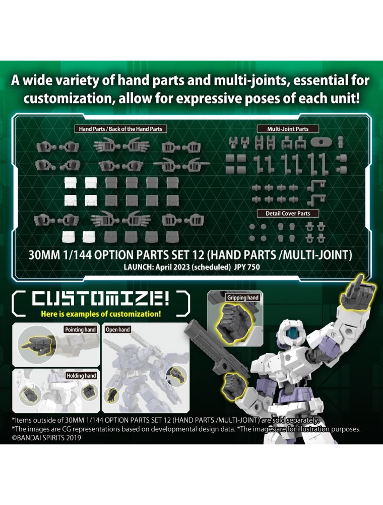 30MM OP PARTS SET 12 HAND PARTS 1/144 MODEL KIT BANDAI MODEL KIT