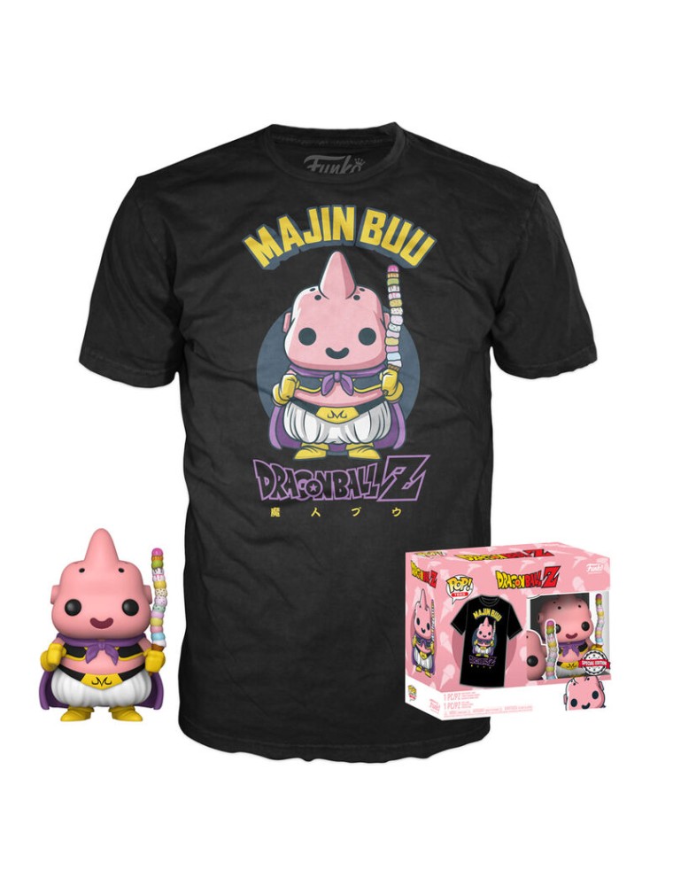 Set Figura Pop & Tee Dragon Ball Z Majin Buu TAGLIA S Esclusiva Funko