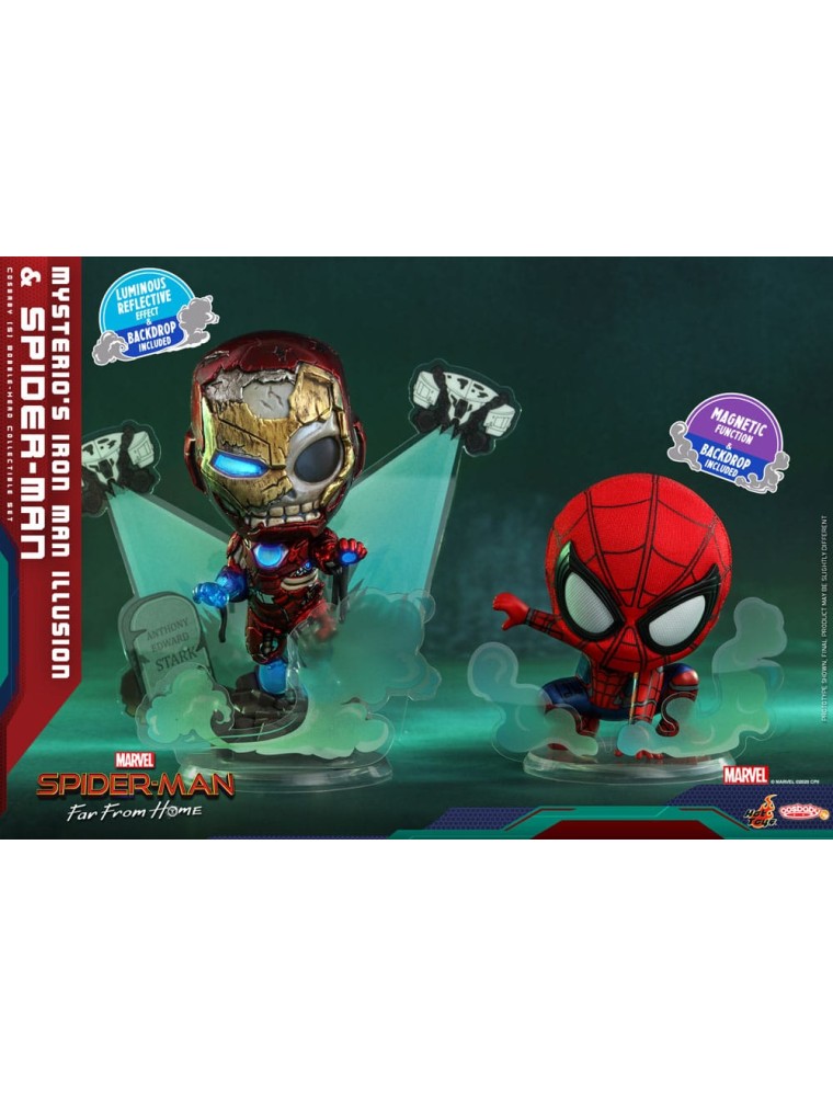 Spider-Man: Far From Home Cosbaby (S) Mini Figures Mysterio's Iron Man Illusion & Spider-Man 10 Cm Hot Toys