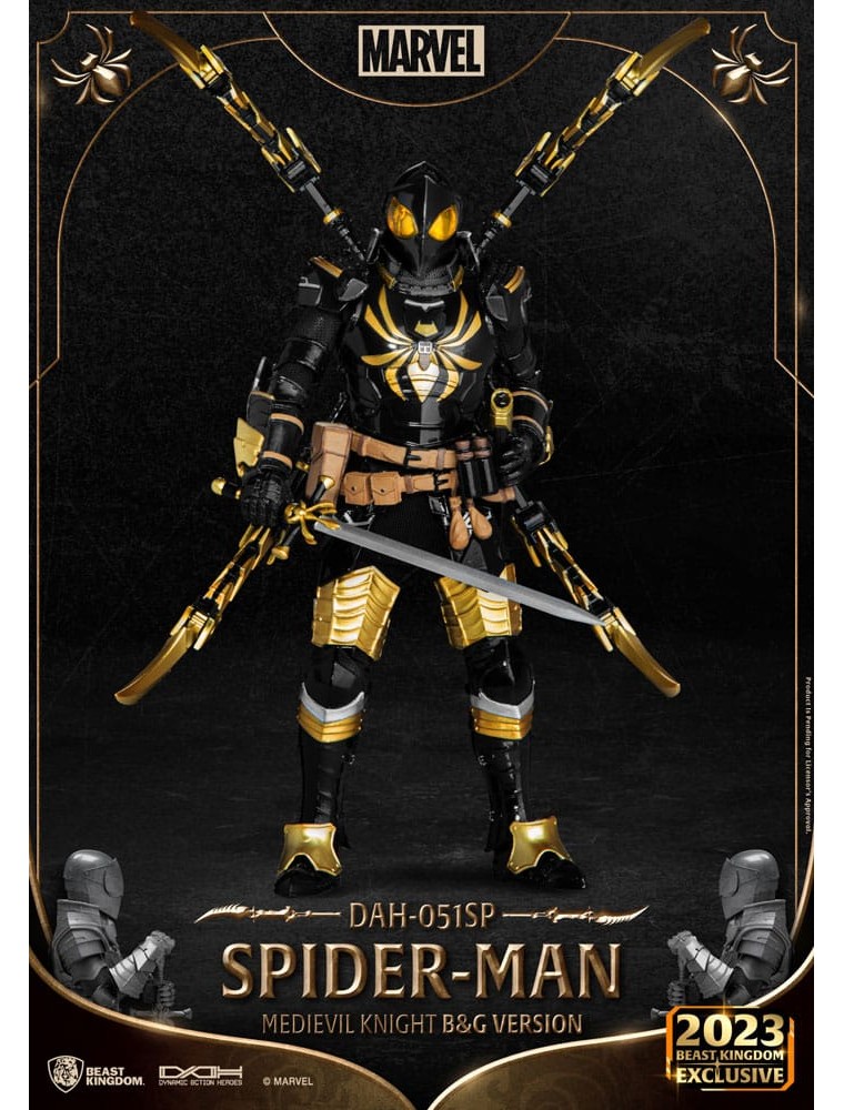 Marvel Dynamic 8ction Heroes Action Figura 1/9 Medieval Knight Spider-man B&g Version 21 Cm Beast Kingdom Toys