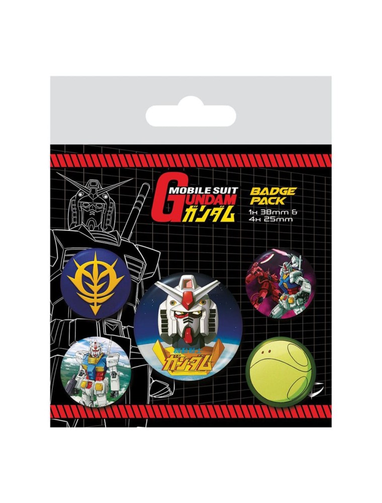 Mobile Suit Gundam Pin-Back Buttons 5-Pack Intergalactic Pyramid International