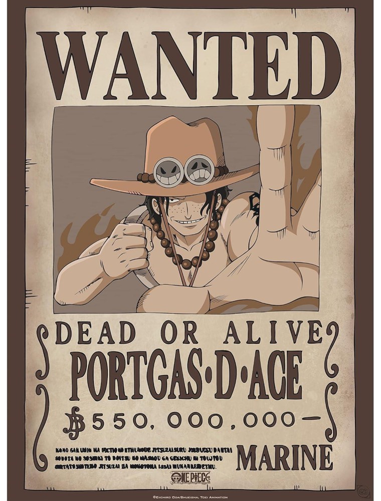 One Piece - Poster Ricercato "Wanted Portgas D. Ace" 52 x 38 cm AbyStyle