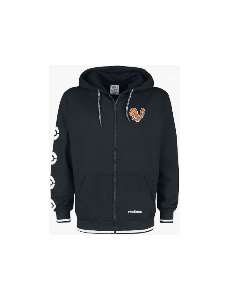 Felpa Con Cappuccio Pokemon Charmander Pixel Uomo Xxl - Abbigliamento