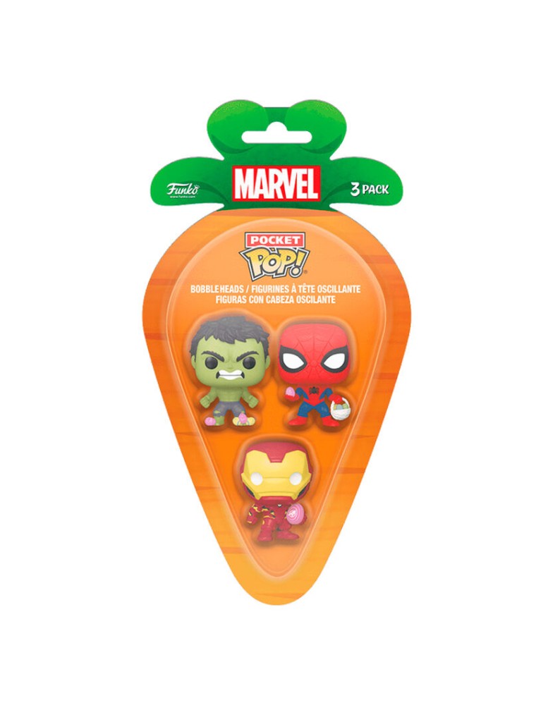 Carrot Pocket POP blister 3 figures Marvel Spiderman Hulk Iron Man Funko