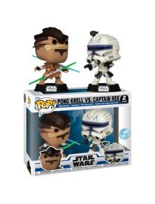 Pop Pack 2 Figures Star Wars The Clone Wars Duels Pong Krell & Captain Rex Esclusiva Funko