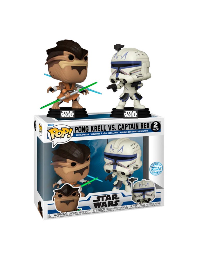 Pop Pack 2 Figures Star Wars The Clone Wars Duels Pong Krell & Captain Rex Esclusiva Funko