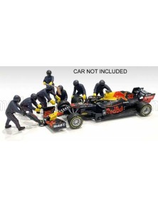 FIGURES - F1  SET 1 2020 - DIORAMA PIT-STOP SET 7 X MECCANICI - MECHANICS - WITH DECALS - MATT BLUE RED