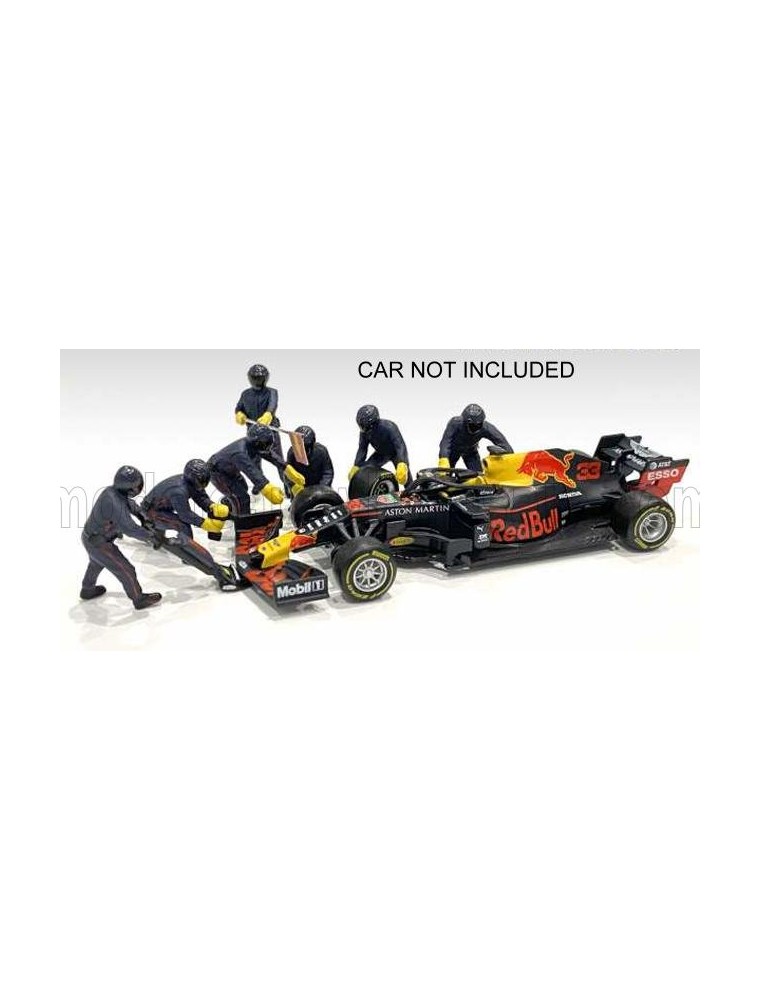 FIGURES - F1  SET 1 2020 - DIORAMA PIT-STOP SET 7 X MECCANICI - MECHANICS - WITH DECALS - MATT BLUE RED