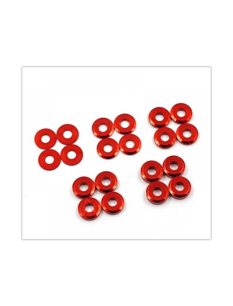 Yeah Racing - Rondelle M3x8 rosse in alluminio 0,5/1,0/1,5/20,/2,5 4pz per tipo