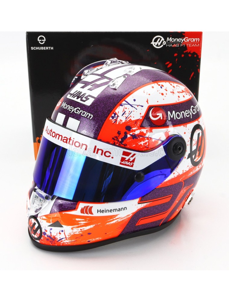 SCHUBERTH HELMET - CASCO HELMET F1 NICO HULKENBERG TEAM MONEYGRAM HAAS N 27 SEASON 2023 - WHITE ORANGE PURPLE