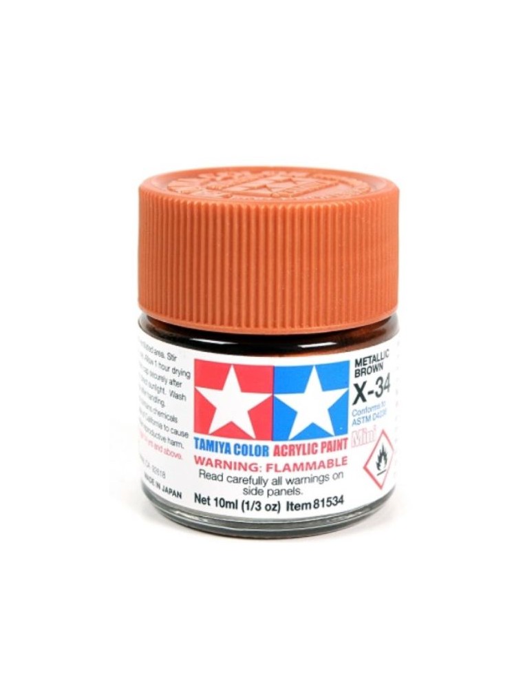 Tamiya - Colore acrilico X-34 Metallic Brown 1pz da 10ml  lucido