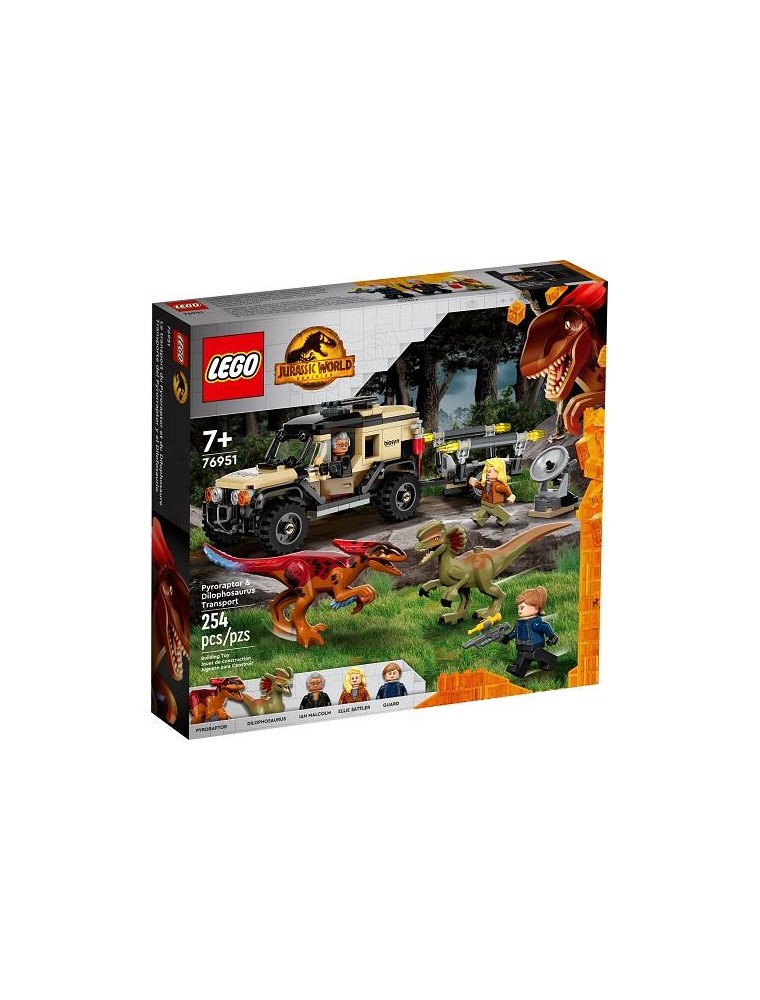 LEGO JURASSIC WORLD 76951 - TRASPORTO DEL PIRORAPTOR E DEL DILOFOSAURO