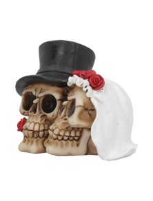 SKULL GOTHIC ROSE TOGETHER FOREVER STATUA NEMESIS NOW