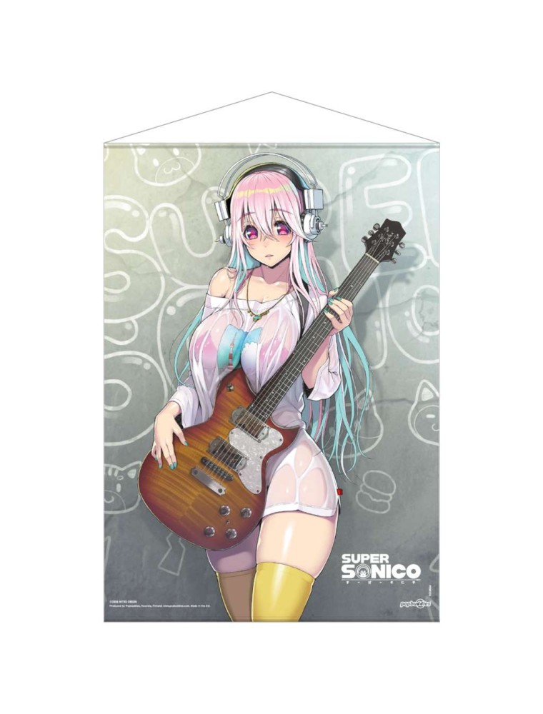 Super Sonico Con Guitar Wall Scroll Wall Scroll Popbuddies