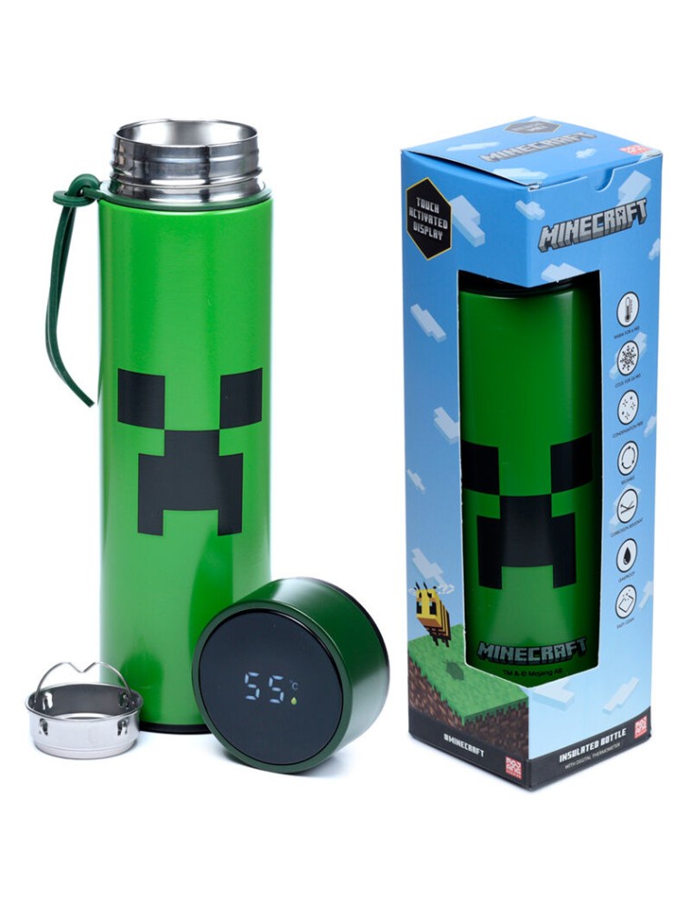 Minecraft Thermos Acciaio Inossidabile Bottiglia Thermometer 450ml Puckator