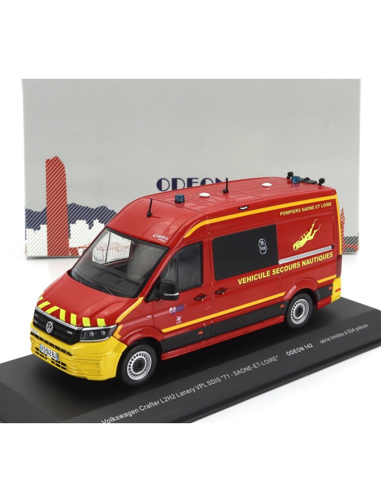 VOLKSWAGEN - KRAFTER L2H2 LANERY VPL SDIS 71 SAONE ET LOIRE VEHICULE SECOURS NAUTIQUES SAPEURS POMPIERS 2020 - RED YELLOW