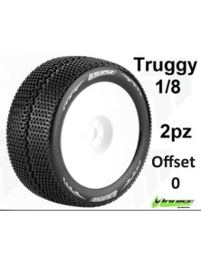 LOUISE RC - Gomme T-Turbo Truggy Offset 0 1/8 incollate su cerchi esag.17mm