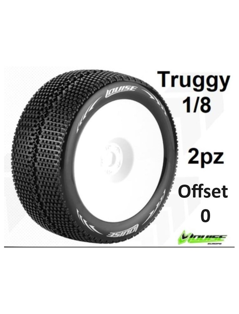 LOUISE RC - Gomme T-Turbo Truggy Offset 0 1/8 incollate su cerchi esag.17mm