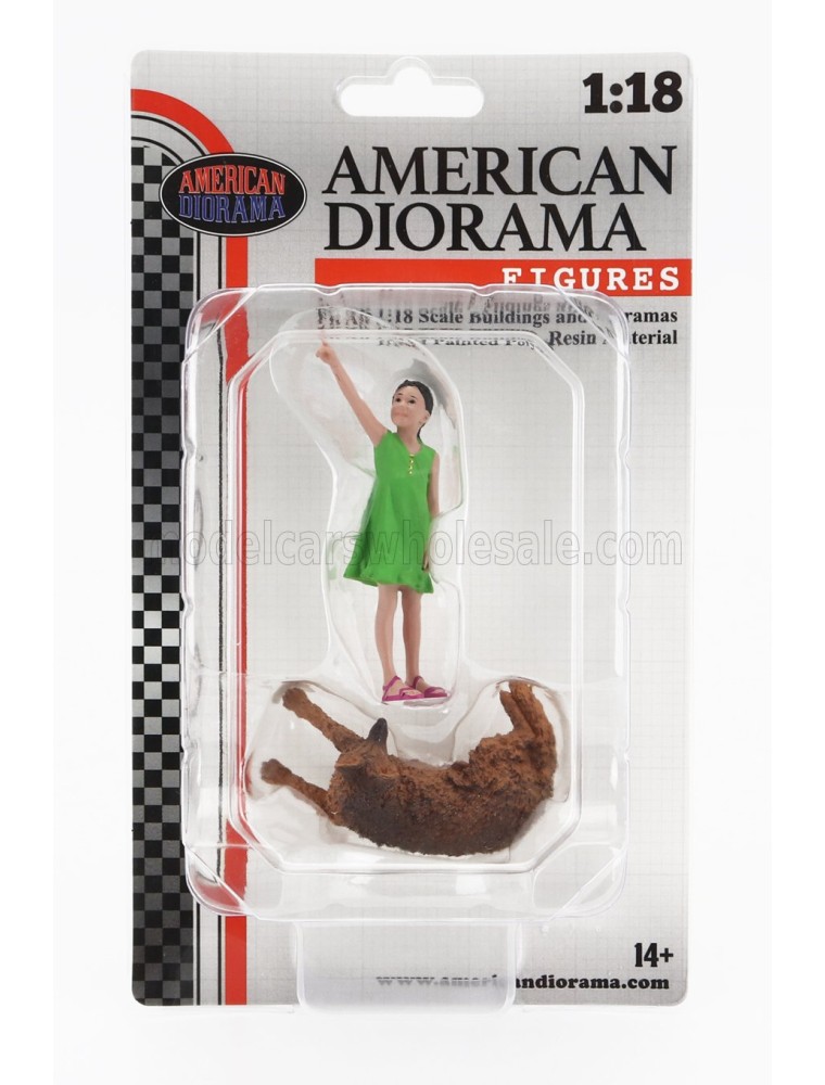 FIGURES - GIRL WHIT DOG - GREEN BROWN