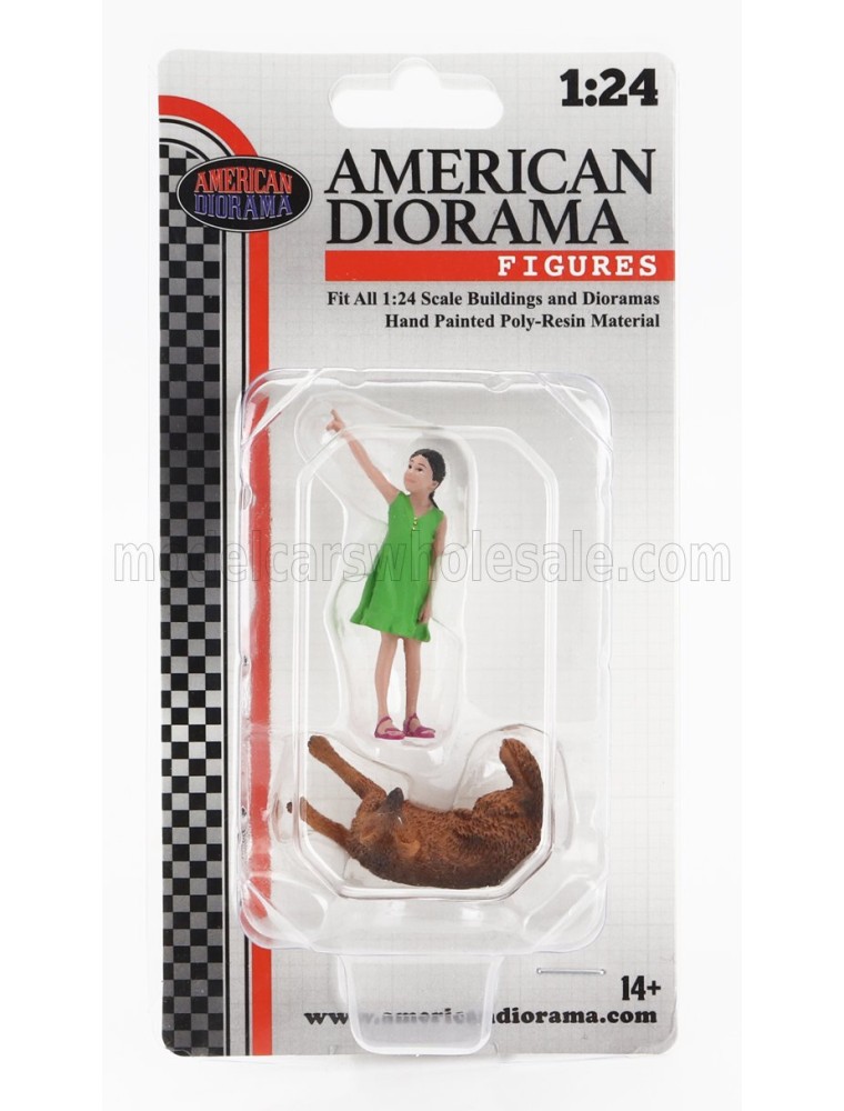 FIGURES - GIRL WHIT DOG - GREEN BROWN