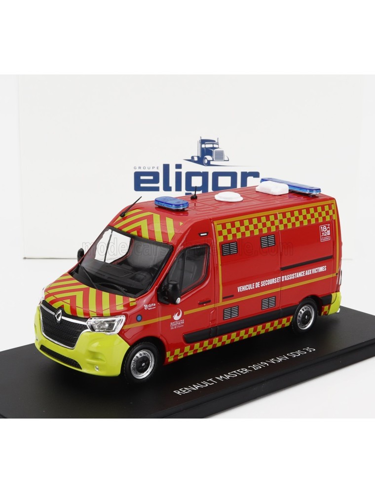 RENAULT - MASTER VAN VSAV SDIS 35 VEHICULE DE SECOURS ET D'ASSISTANCE AUX VICTIMES SAPEURS POMPIERS 2019 - RED YELLOW