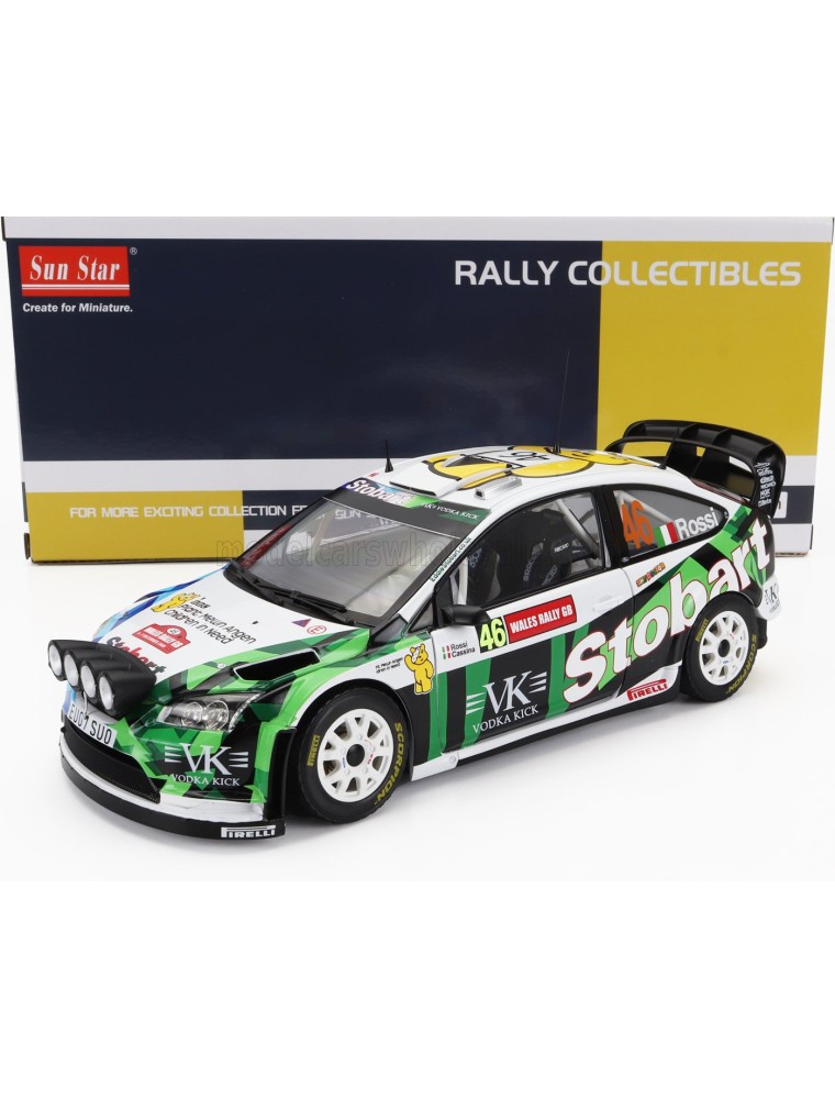 FORD ENGLAND - FOCUS RS WRC STOBART N 46 RALLY WALES GB 2008 VALENTINO ROSSI - CARLO CASSINA - WHITE GREEN BLUE