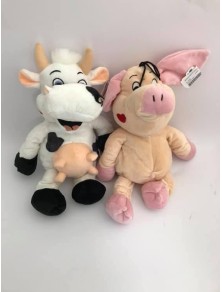 TOBIA'S GIOCHI - Peluche Coppia Mucca e Maiale seduti 30cm