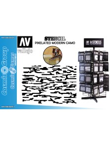 STENCIL STCAM004 PIXELATED MODERN CAMO ACCESSORI PER MODELLISMO VALLEJO VALLEJO