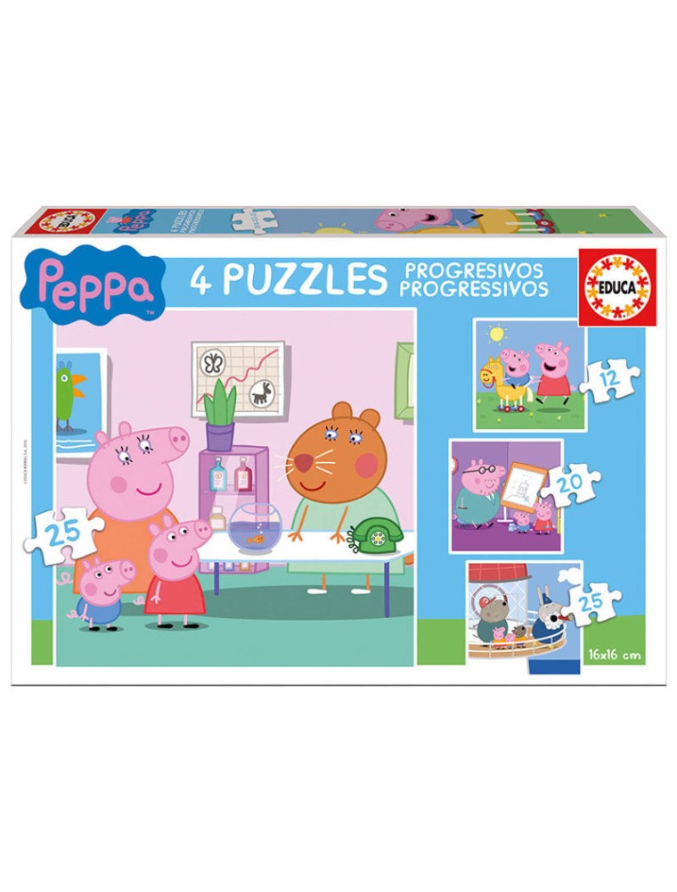 Peppa Pig progressive puzzle 12-20-25-25pz Educa Borras