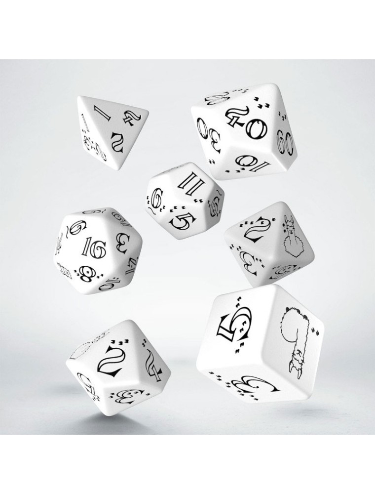 Bright Llama Dice Set White & Black (7) Q Workshop