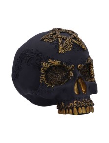 Divine Demise Black E Gold Skull Figura Nemesis Now