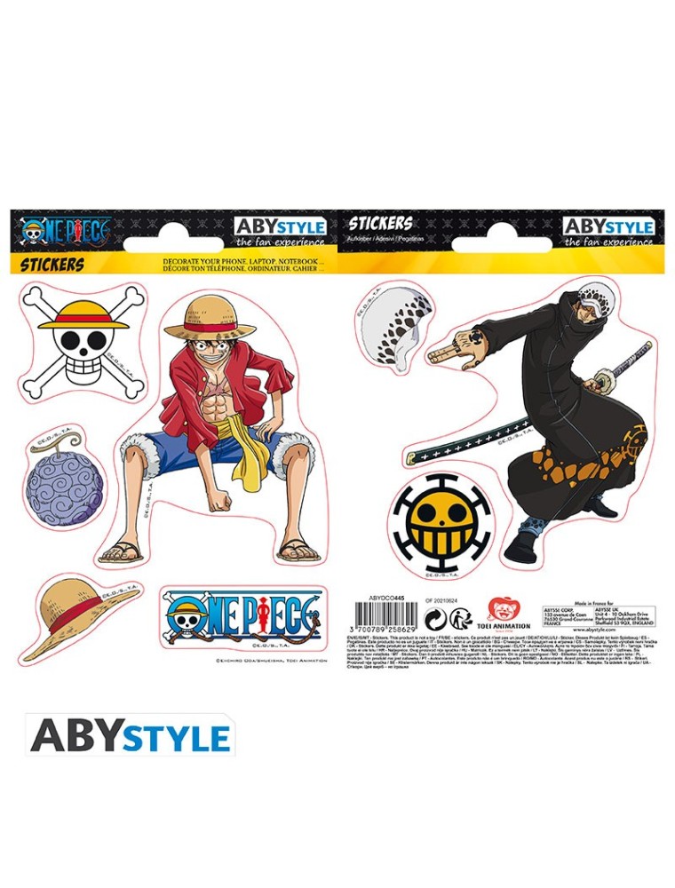 One Piece - Adesivi - 16x11cm/ 2 Fogli - Luffy & Law