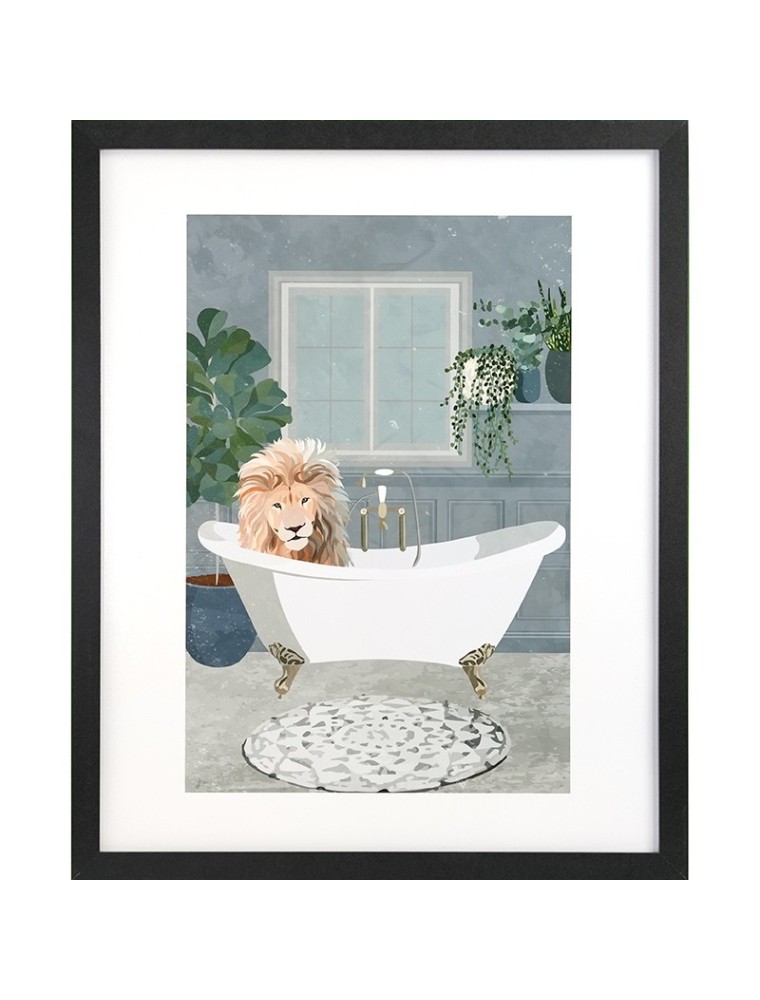 GBEYE - Framed print "Lion takes a bath by Sarah Manovs" (40x50cm)