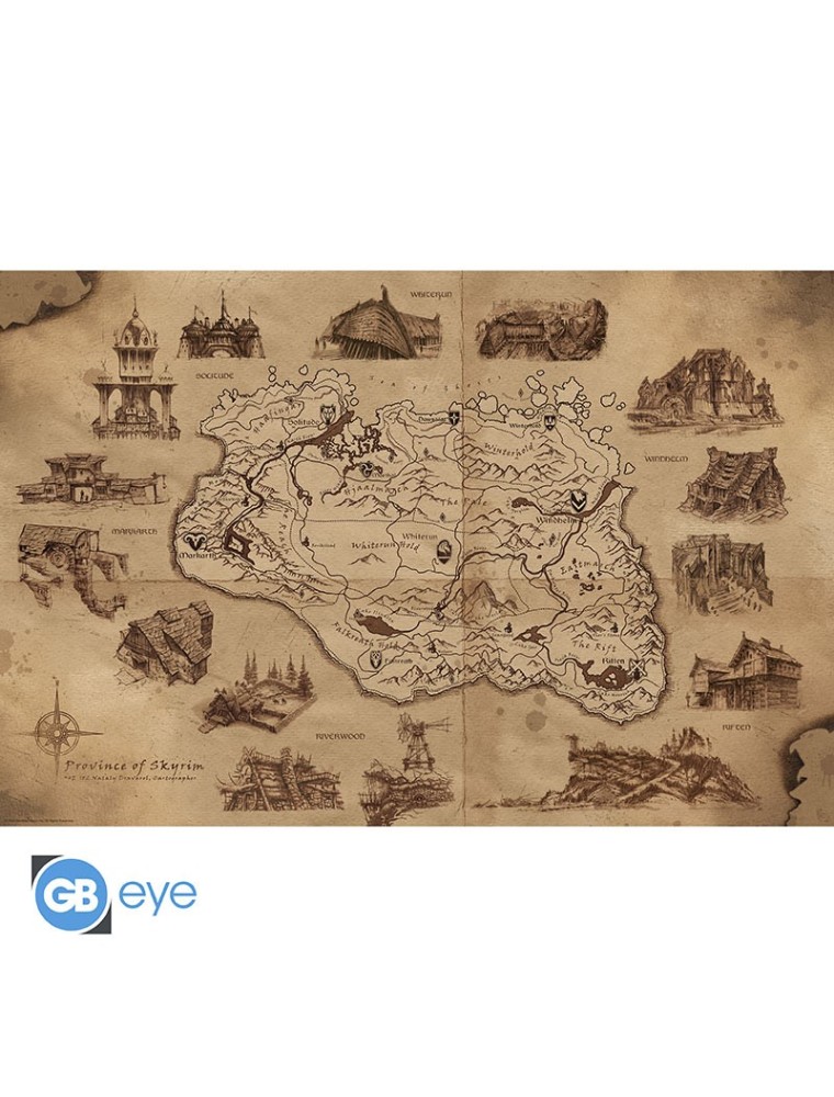 SKYRIM - Poster Maxi 91.5x61 - "Illustrated Map"