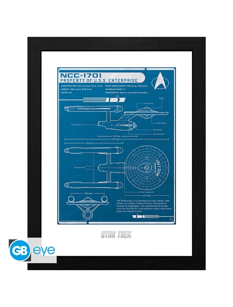 STAR TREK - Framed print "USS Enterprise's plan" (30x40)