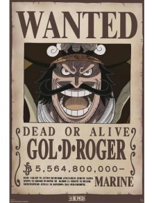 One Piece Poster Maxi Ricercato Wanted Gol. D. Roger 91.5 x 61 cm Gbeye