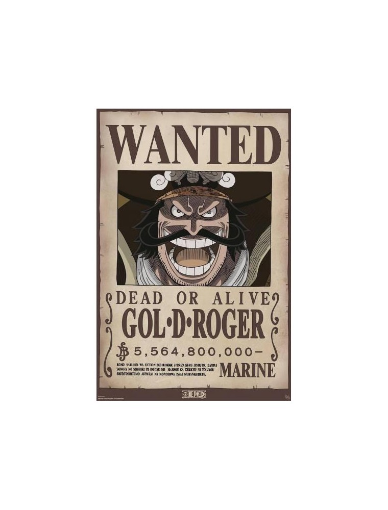 One Piece Poster Maxi Ricercato Wanted Gol. D. Roger 91.5 x 61 cm Gbeye