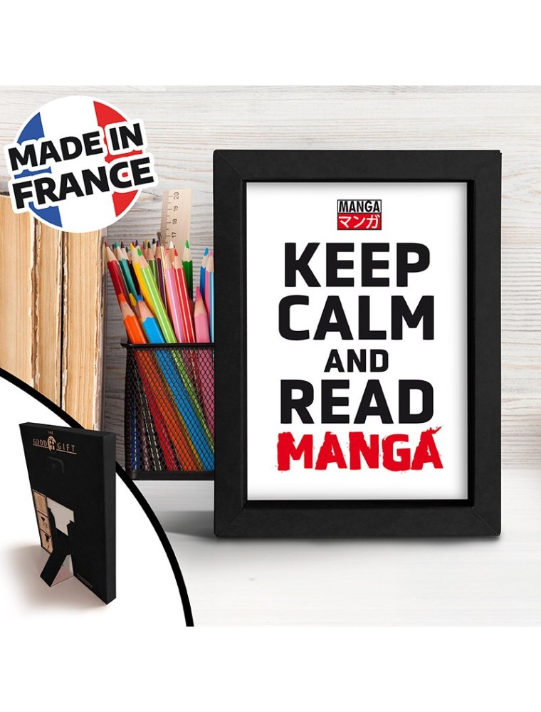 Keep Calm E Read Manga - Kraft Frame Black - Asian Art