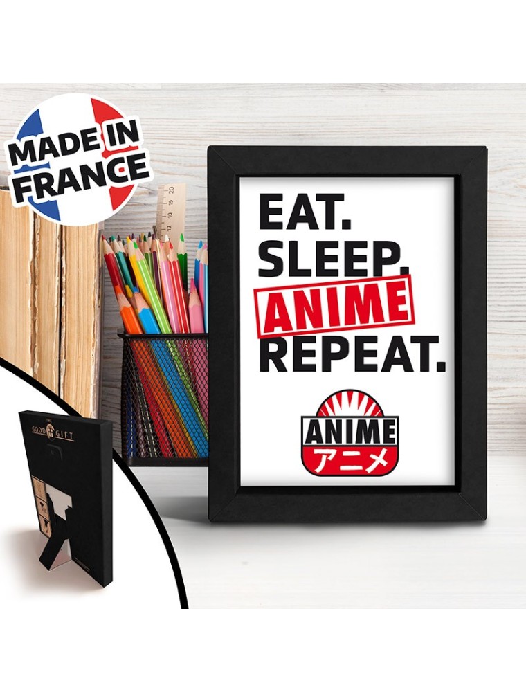 EAT SLEEP ANIME REPEAT - Kraft Frame Black - Asian Art