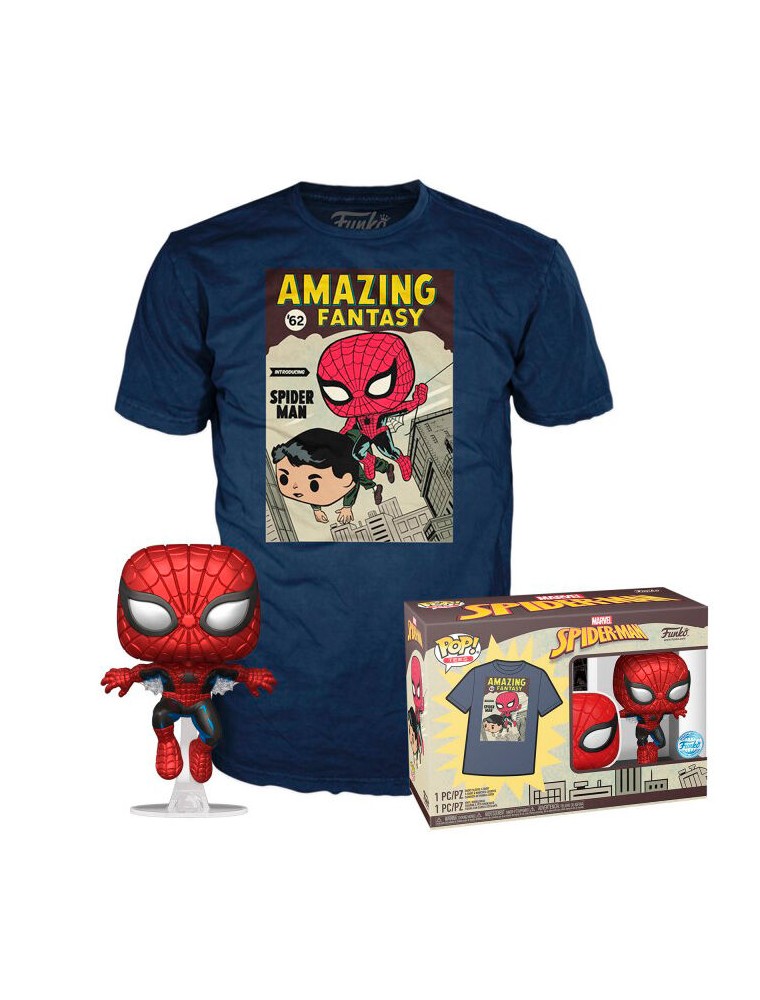 Set Figura Pop & Tee Marvel Spiderman Comic Cover Funko Taglia S