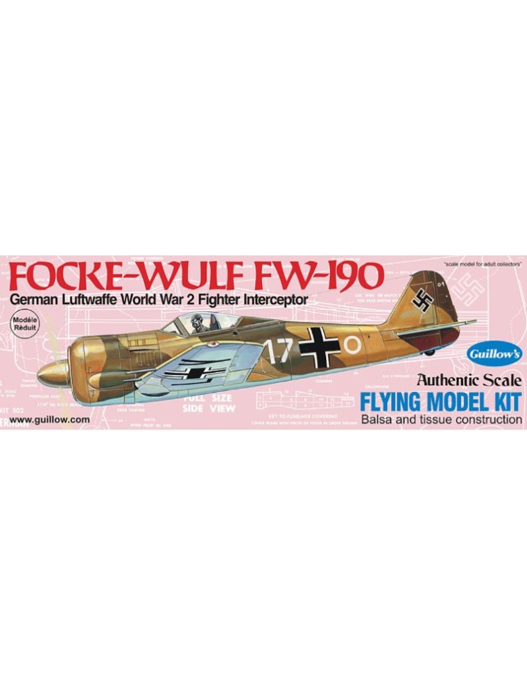 Guillows - FOCKE WULF FW190     42cm 1/30 BALSA KIT PER VOLO LIBERO